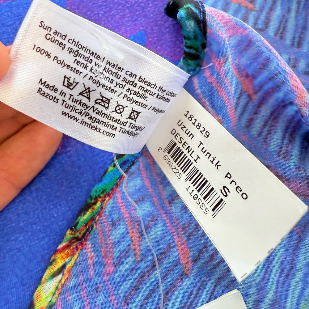 NWT Pierre Cardin Tropical Print Tunic Pareo Swim Cover Up Dress Size S - Picture 14 of 16